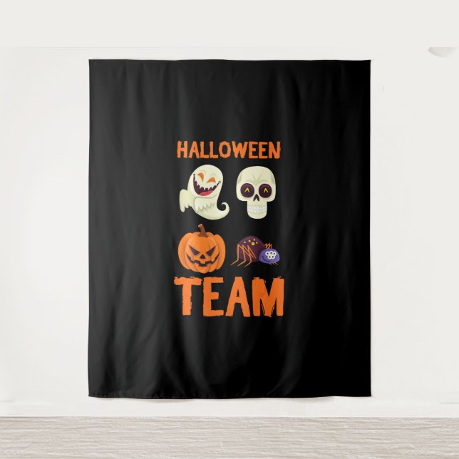 Halloween Team Skeleton Pumpkin Ghost Spider Spook Wandteppich (Vorderseite)