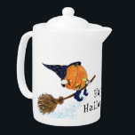 Halloween Teapot Hexenkürbis<br><div class="desc">Frohe Halloween Hexenkürbiskugel - Funny Zeichnend Fun Party - Wählen / Fügen Sie Ihren einzigartigen Text / Name / Farbe - Make Your Special Gift - Neu formatieren und verschieben oder entfernen und fügen Sie Elemente / Text mit Anpassungs-Tool! Zeichn und Design von MIGNED. Bitte schauen Sie sich meine anderen...</div>