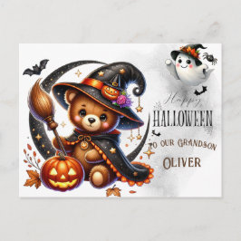 Halloween Teddy Bar Wizard Holiday Feiertagspostkarte