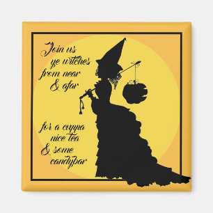 Halloween-Teeparty viktorianische Vintage-Hexe Magnet