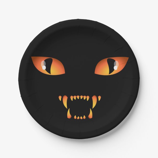 Halloween-Teller Spooky Black Cat Paper-Teller Pappteller (Vorderseite)