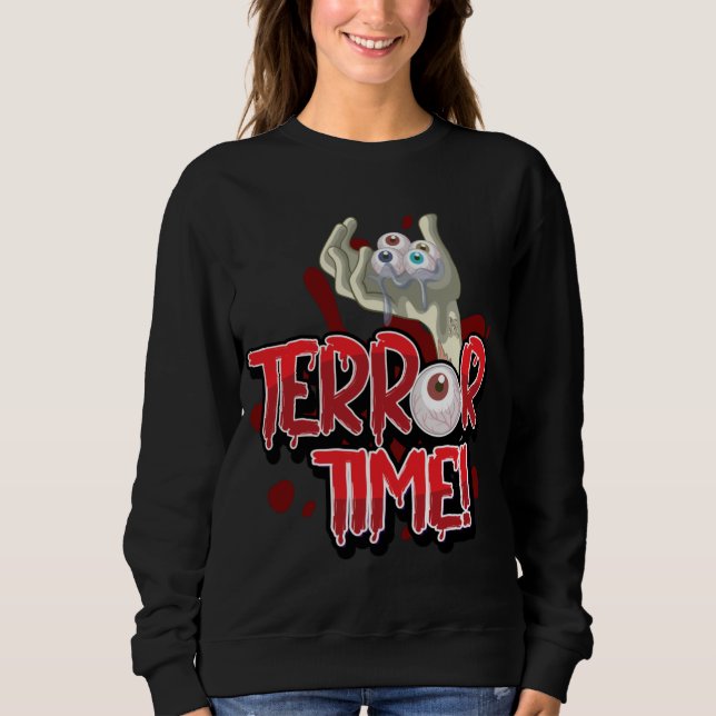 Halloween Terror Zeit Zombie Hand mit Augen Sweatshirt (Vorderseite)