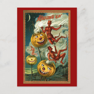 Halloween Teufel & Kürbisse Postkarte