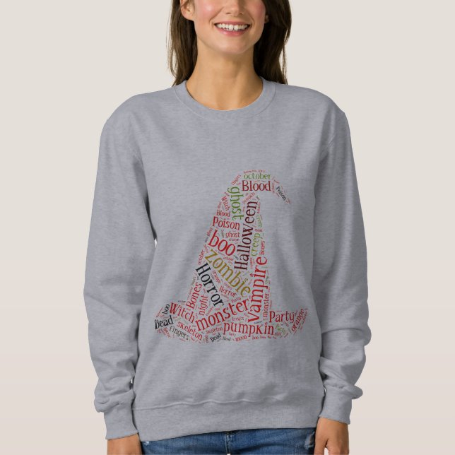 Halloween-Text-Form-Hexe, Wolke Sweatshirt (Vorderseite)