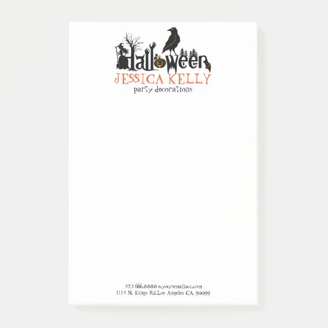 Halloween Text Illustration Post-it Klebezettel (Vorderseite)