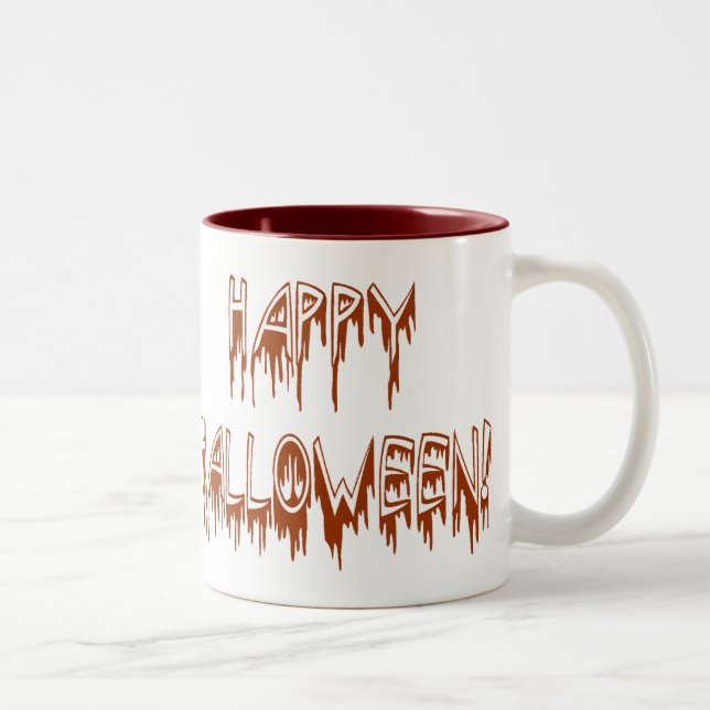 Halloween-Text Zweifarbige Tasse (Rechts)