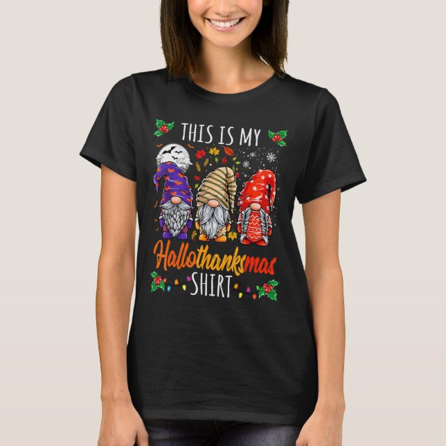 Halloween Thanksgiving Christmas Funny Hallothanks T-Shirt (Vorderseite)