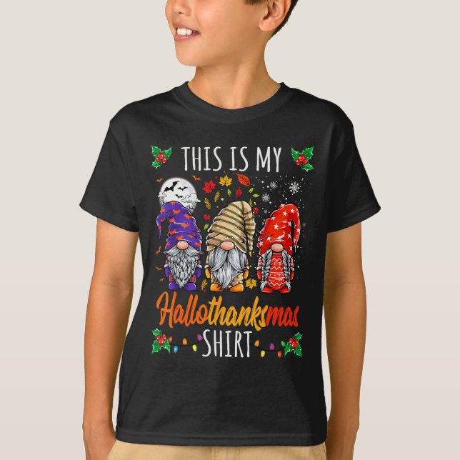 Halloween Thanksgiving Christmas Funny Hallothanks T-Shirt (Vorderseite)