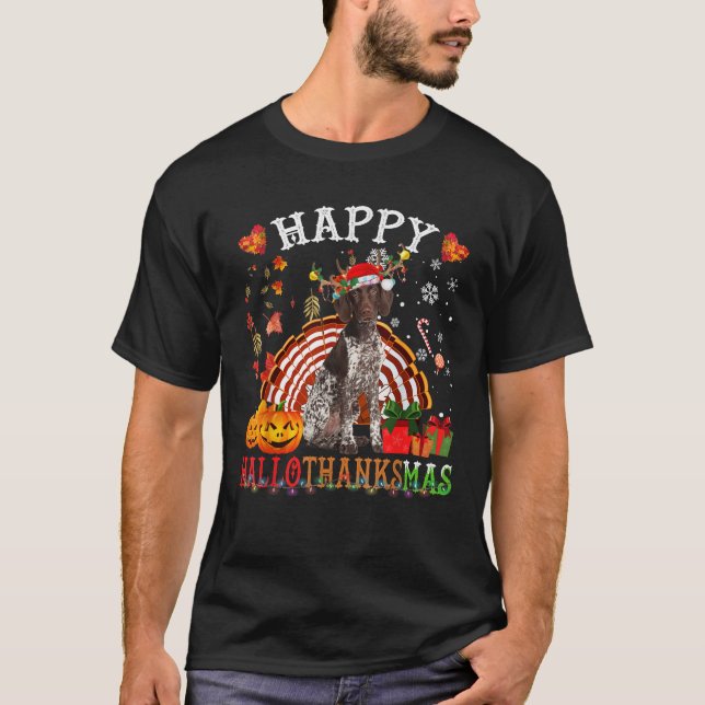 Halloween Thanksgiving Christmas German Shorthaire T-Shirt (Vorderseite)