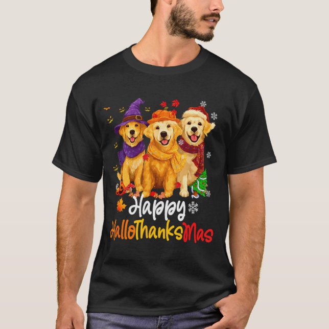 Halloween Thanksgiving Christmas Golden Retriever  T-Shirt (Vorderseite)
