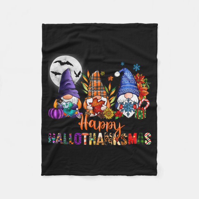 Halloween Thanksgiving Christmas Happy Hallothanks Fleecedecke (Vorderseite)