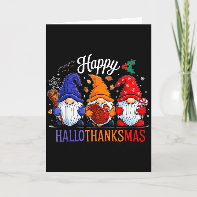 Halloween Thanksgiving Christmas Happy Hallothanks Karte (Vorderseite)
