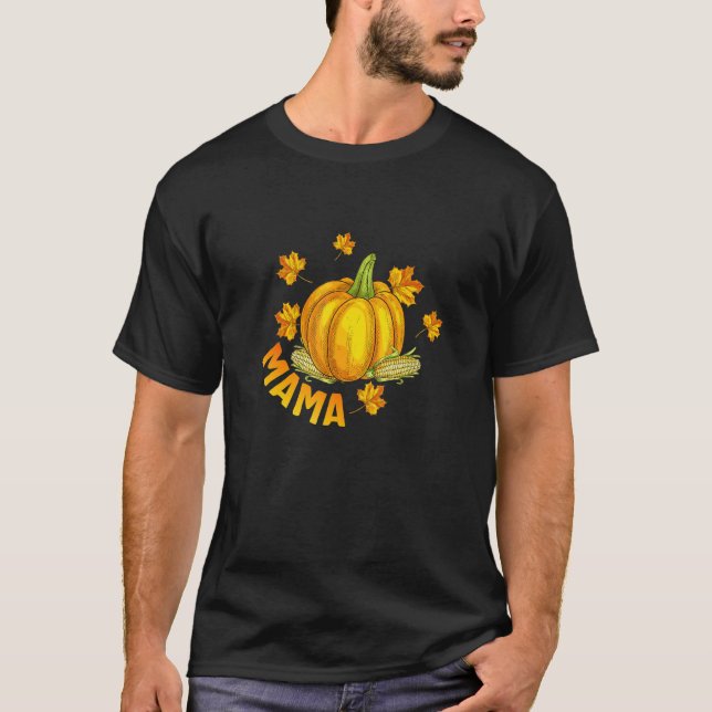 Halloween Thanksgiving Mama Pumpkin Pregnancy Anno T-Shirt (Vorderseite)
