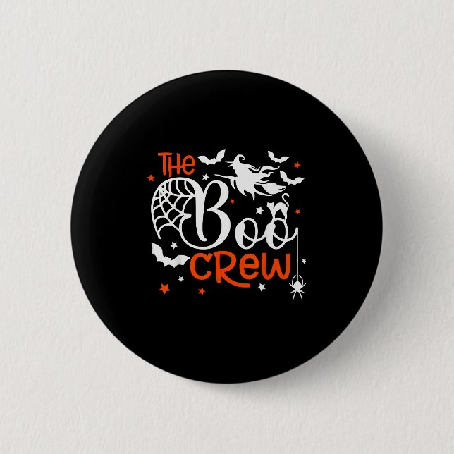 Halloween The Boo Crew - Lustige Soky Hexe, Katze, Button (Vorderseite)
