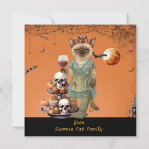 Halloween-Thema für Cat Lovers mit Bonbons Squar Feiertagskarte