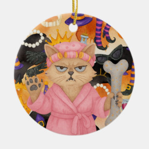 Halloween-Thema für Siamese-Katzenliebhaber Keramik Ornament