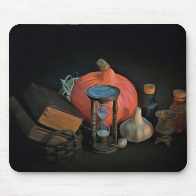 Halloween-Thema mit Vintagem Stundenglas Mousepad (Vorne)
