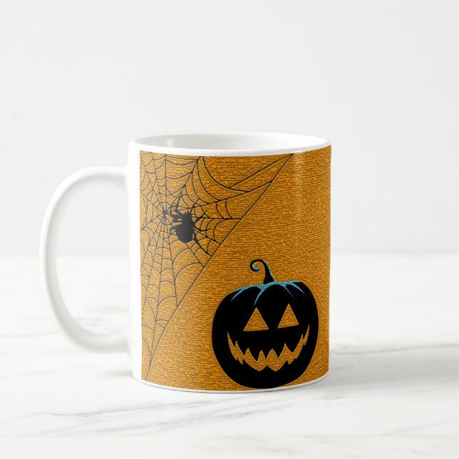 Halloween Thema Pumpkin und Spider Kaffeetasse (Links)