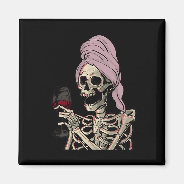 Halloween Thema Skeleton Wein Magnet (Vorne)