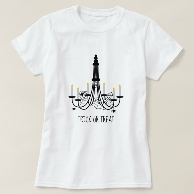 Halloween-Thema Spike-Webkronleuchter T-Shirt (Design vorne)