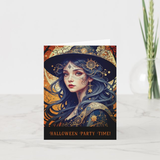 Halloween Thema Tattooed Hexe Party Einladung (Vorderseite)