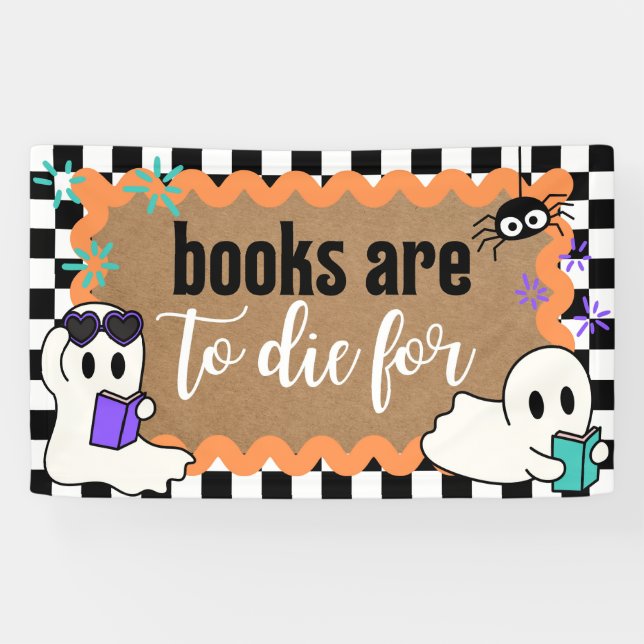 Halloween Theme Classroom Library Banner Books Art (Horizontal)