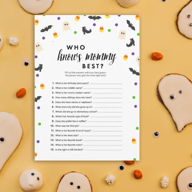 Halloween Theme, der das beste Duschspiel der Mama Programm (Who knows mommy best - Halloween theme baby shower game)