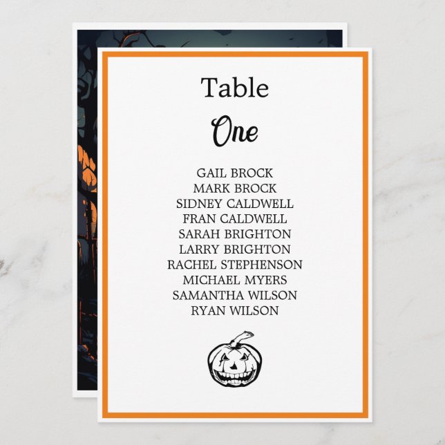 Halloween Theme Hochzeittisch-Sitzkarte (Vorne/Hinten)