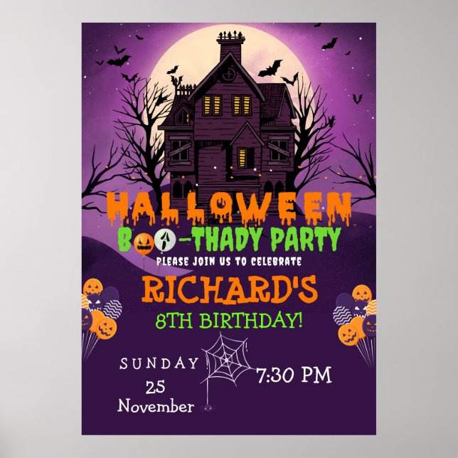 Halloween Theme Kindergeburtstag Party Poster (Vorne)
