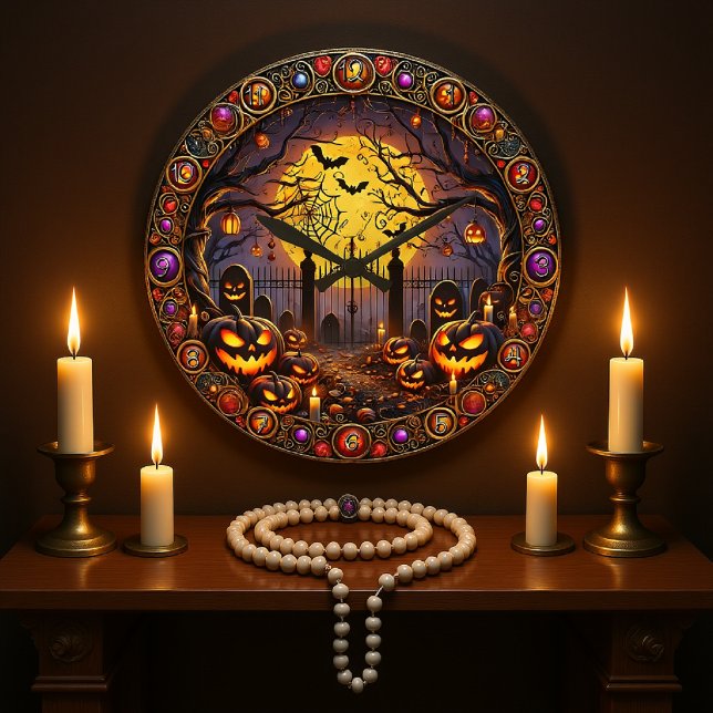 Halloween Themed Spuk Harvest Große Wanduhr (Von Creator hochgeladen)