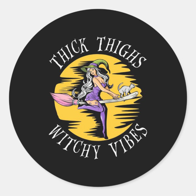 Halloween Thick Thighs Witchy Vibes Runder Aufkleber (Vorderseite)