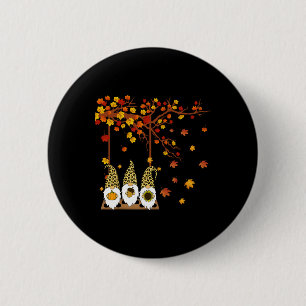 Halloween Three Gnomes Hat Leopard Pumpkin Fall Le Button