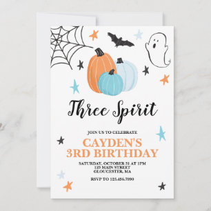 Halloween Three Spirit 3. Geburtstag Blaue Kürbiss Einladung