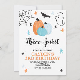 Halloween Three Spirit 3. Geburtstag Blue Pumpkins Einladung
