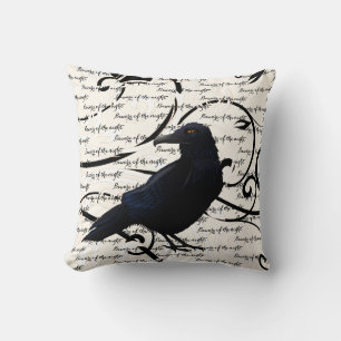 Halloween Throw Pillow-Raven Kissen