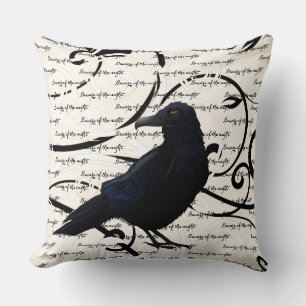 Halloween Throw Pillow-Raven Kissen