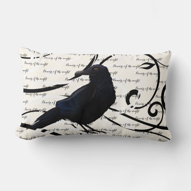 Halloween Throw Pillow-Raven Lendenkissen (Vorderseite)