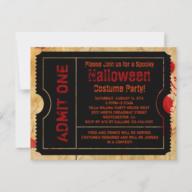 Halloween-Ticket für den Spritzer Papier Einladung (Vorderseite)