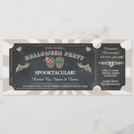 Halloween Ticket Sugar Skulls Party Spooky Event Einladung