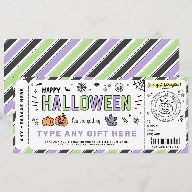 Halloween Ticket Voucher - Überraschungsgeschenk-T Einladung (Vorne/Hinten)