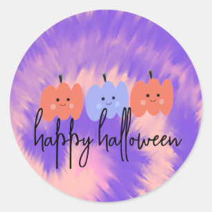 Halloween-Tie-Dye-Kürbis Handgezeichnet   Runder Aufkleber