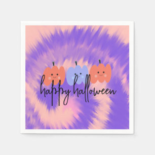 Halloween Tie Dye Kürbis Handgezeichnet   Serviette