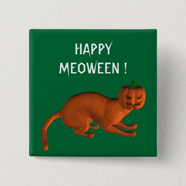 Halloween Tiger Cat Button (Vorderseite)
