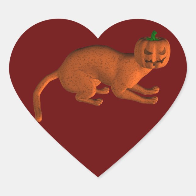 Halloween Tiger Cat Herz-Aufkleber (Vorderseite)