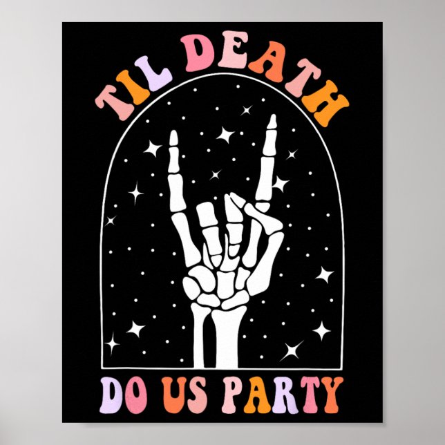 Halloween Til Death Do us Party Retro Bachelorette Poster (Vorne)