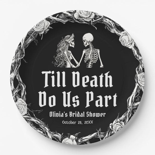Halloween Till Death Do us Part Brautparty Pappteller (Vorderseite)