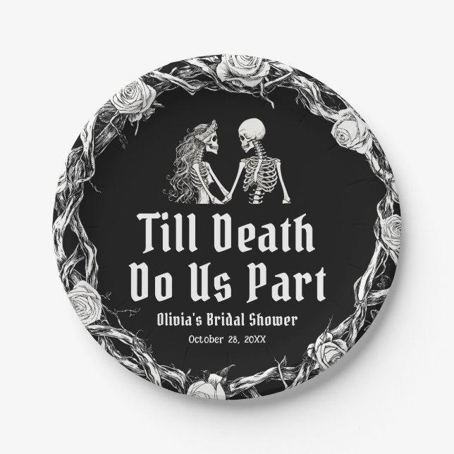 Halloween Till Death Do us Part Brautparty Pappteller (Vorderseite)