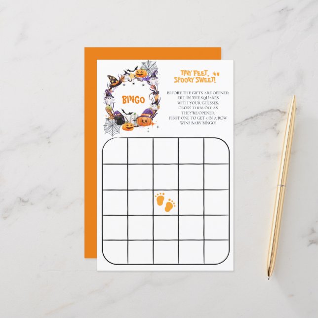 Halloween Tiny Feet, Spooky Sweet Bingo Game (Vorderseite/Rückseite Beispiel)