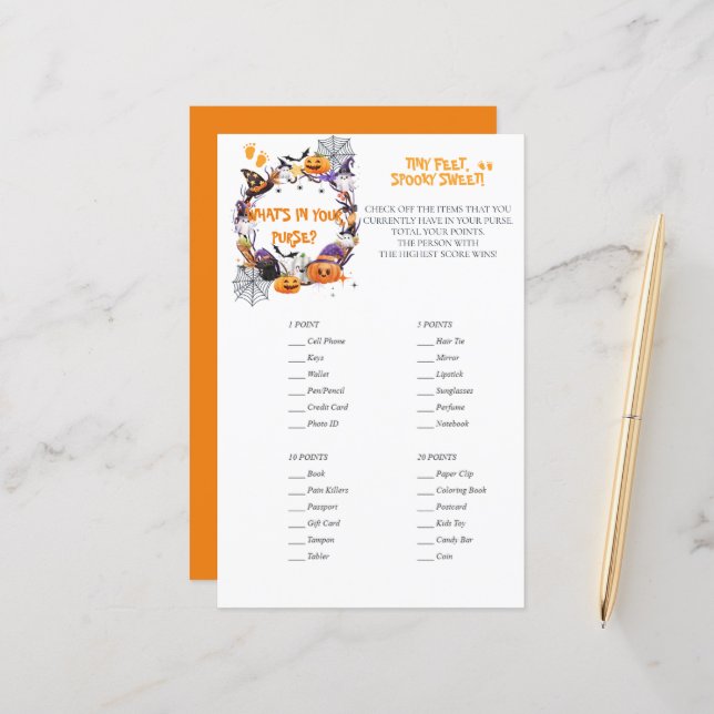 Halloween Tiny Feet, Spooky Sweet Pursuit Game (Vorderseite/Rückseite Beispiel)