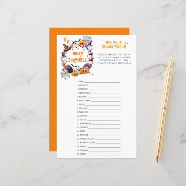 Halloween Tiny Feet, Spooky Sweet Scramble Game (Vorderseite/Rückseite Beispiel)